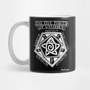 Five Points of Wizardry (black and white) Mug